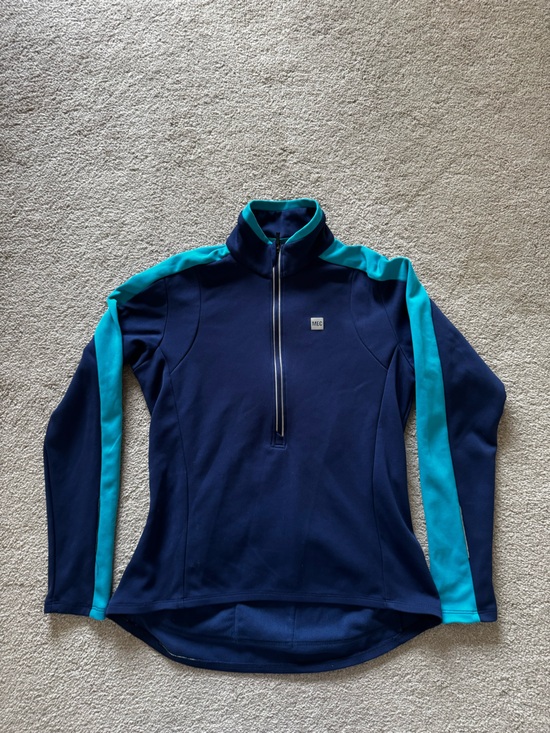 MEC Tops - MEC Navy and Teal Women's Quarter-Zip long sleeve thermal cycling jersey